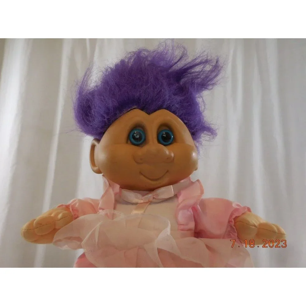 Vintage 1992 Ganz ‎ Rapper Troll Doll Plush 12” Tall  Blue Eyes Purple Hair